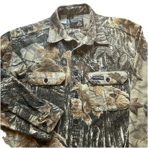 Vintage Rattlers Brand Mens Large Real Tree Camo Heavyweight Flannel Shirt USA